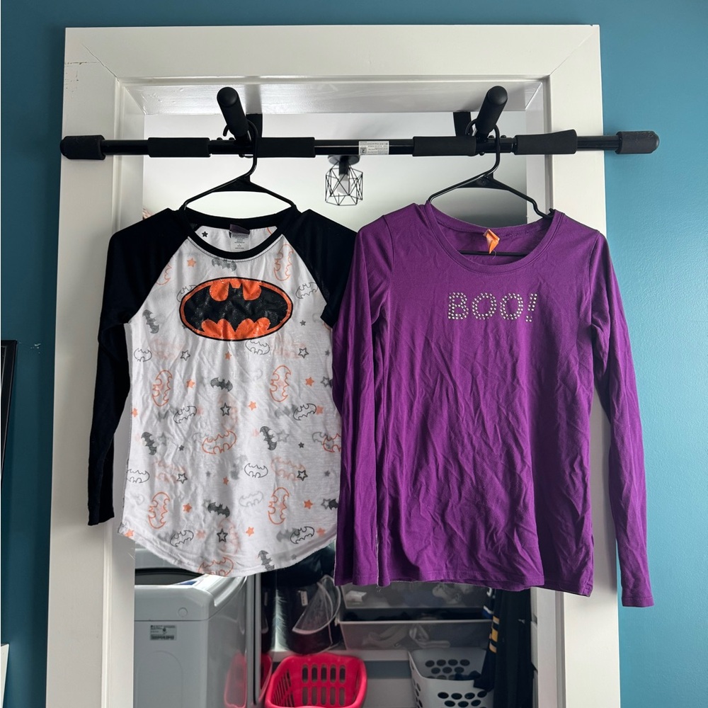 Girls raglan sleeve Batman shirt & boo shirt